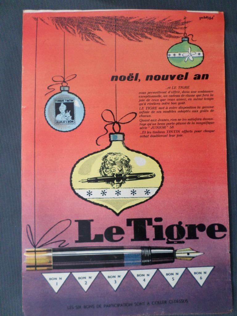 Le Tigre - publicité - supplément journal tintin - 1957, Enlèvement ou Envoi, Utilisé, Autres types