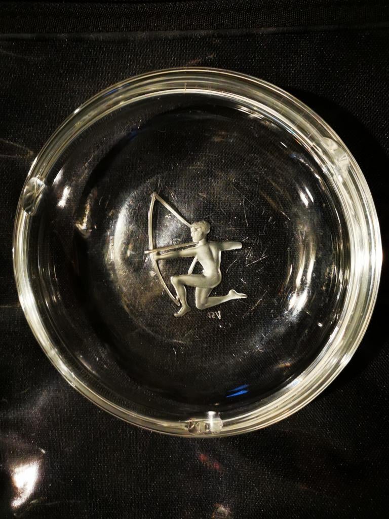 Cendrier en cristal Archer Val St Lambert Signé, Enlèvement ou Envoi