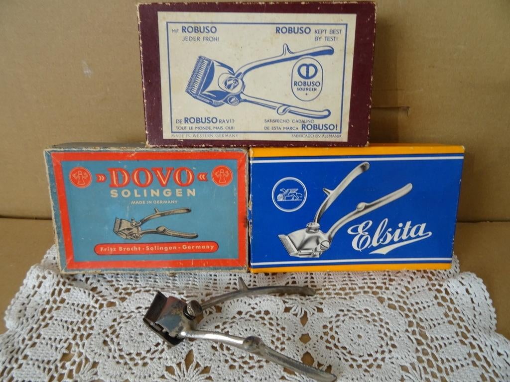 Curiosa vintage tondeuse baardtrimmer collectie Solingen 4x, Antiek en Kunst, Ophalen of Verzenden