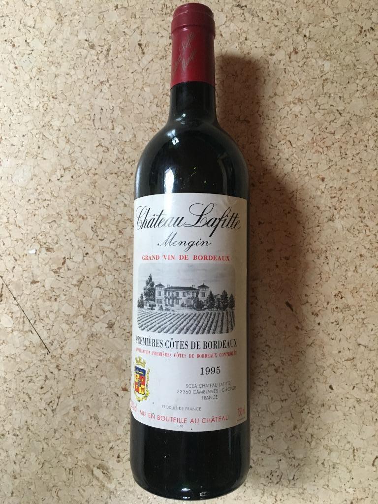 Premières Côtes de Bordeaux Château Lafitte Mengin 1995, Verzamelen, Wijnen, Frankrijk, Ophalen of Verzenden, Zo goed als nieuw