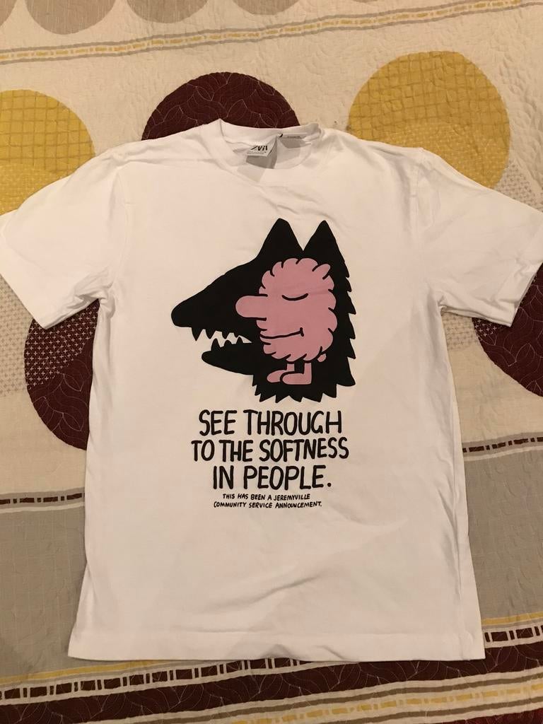 Te koop t-shirt, Zara, Wit, Ophalen of Verzenden, Zo goed als nieuw