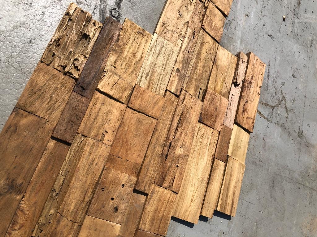 Bois massif bardage mural teck lambris Wand bekleding, Bricolage & Construction, Bois & Planches, Enlèvement, Comme neuf