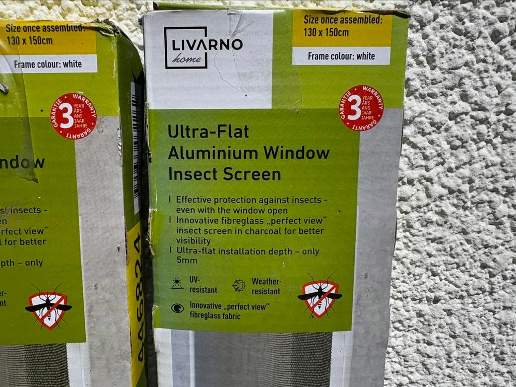 Livarno Home - ultra flat alu window insect -screen, Doe-het-zelf en Bouw, Deuren en Vliegenramen, 120 cm of meer, Hordeur, Minder dan 200 cm