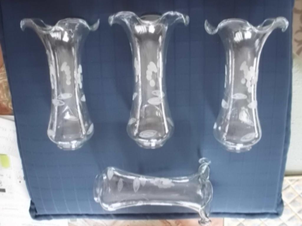 4 ANCIENS ABAT JOUR BOBECHES verre taillé dessin fleurs, Antiquités & Art, Enlèvement ou Envoi