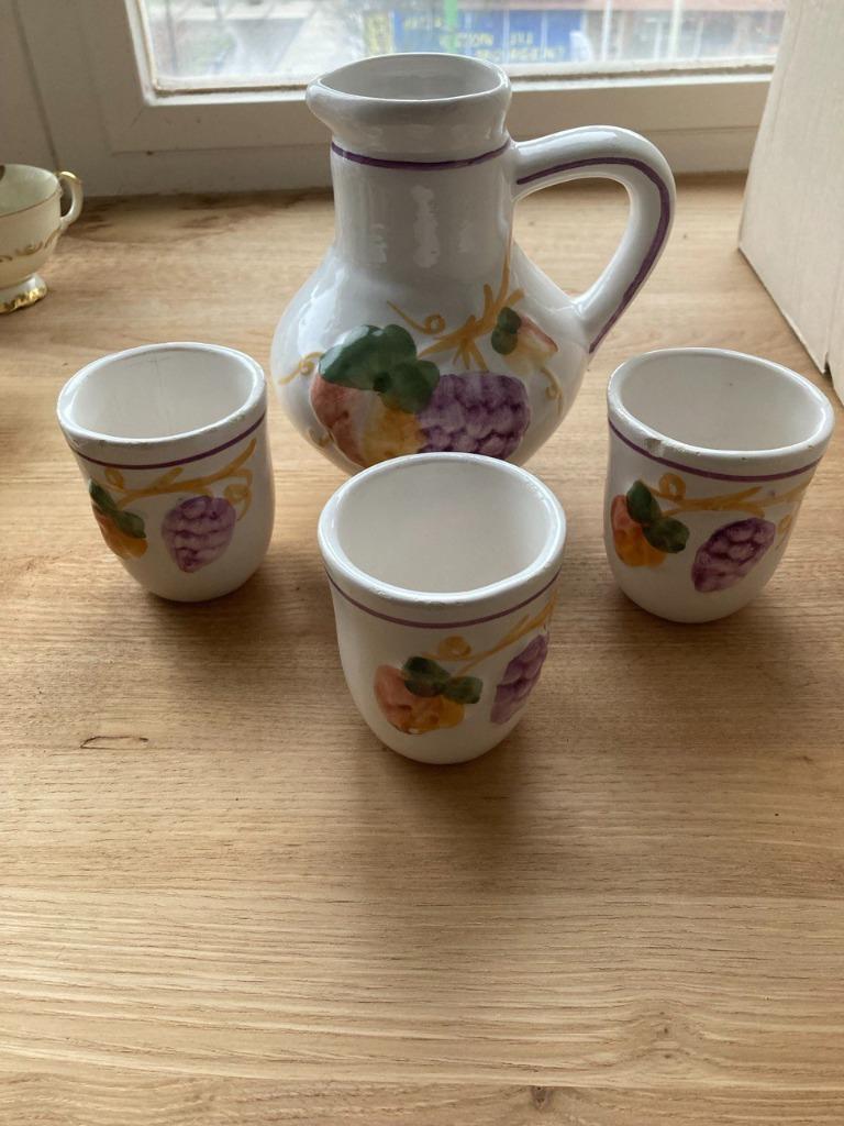Vintage Duitse wijnkruik + bekers, Antiek en Kunst, Ophalen