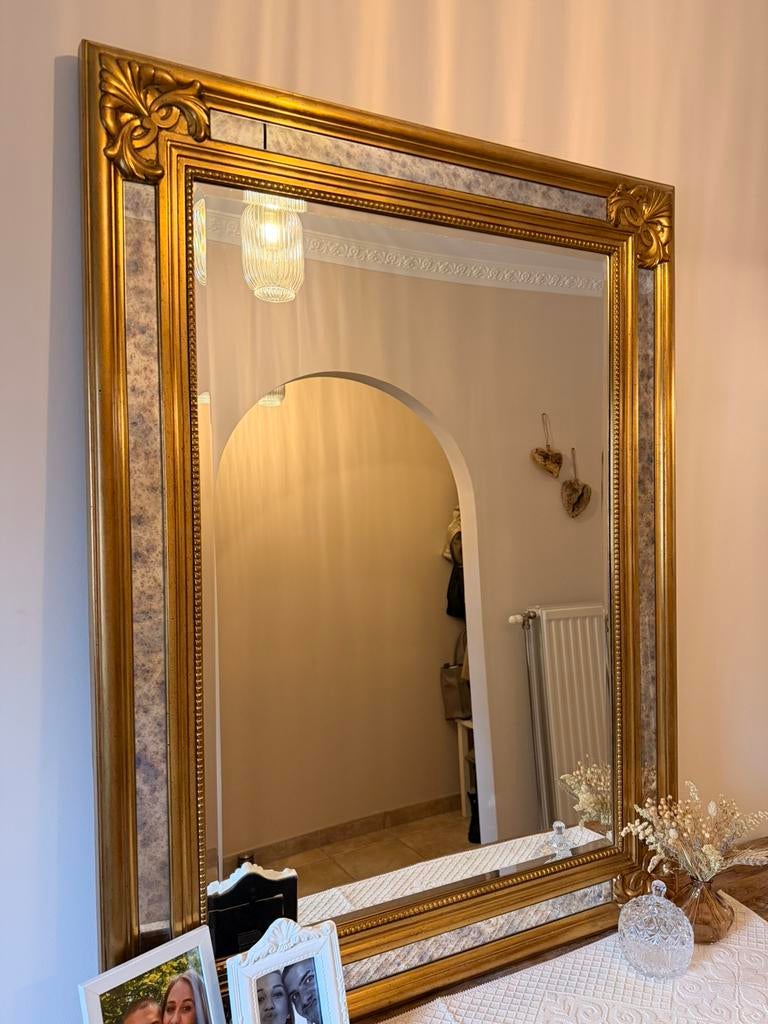 Grote vintage Deknudt Mirrors spiegel – Made in Belgium, Antiek en Kunst, Ophalen, Rechthoekig, 50 tot 100 cm, 100 tot 150 cm