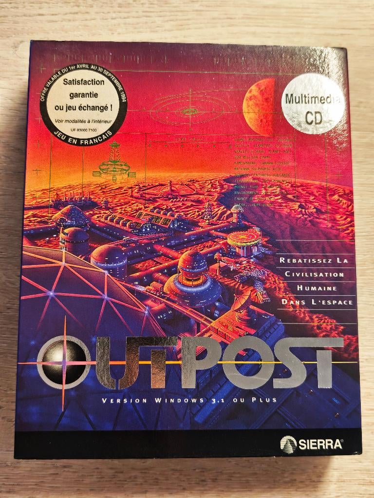 OutPost 1994 Sierra Big Box PC CD+manuel FR Excellent état, Consoles de jeu & Jeux vidéo, Jeux | PC, Enlèvement ou Envoi, 1 joueur