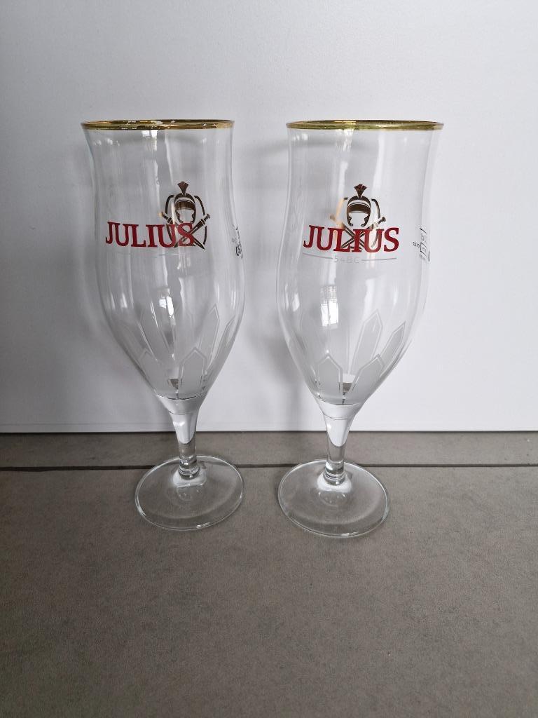 2 glazen Julius €1 per stuk, Verzamelen, Verzenden, Zo goed als nieuw, Bierglas