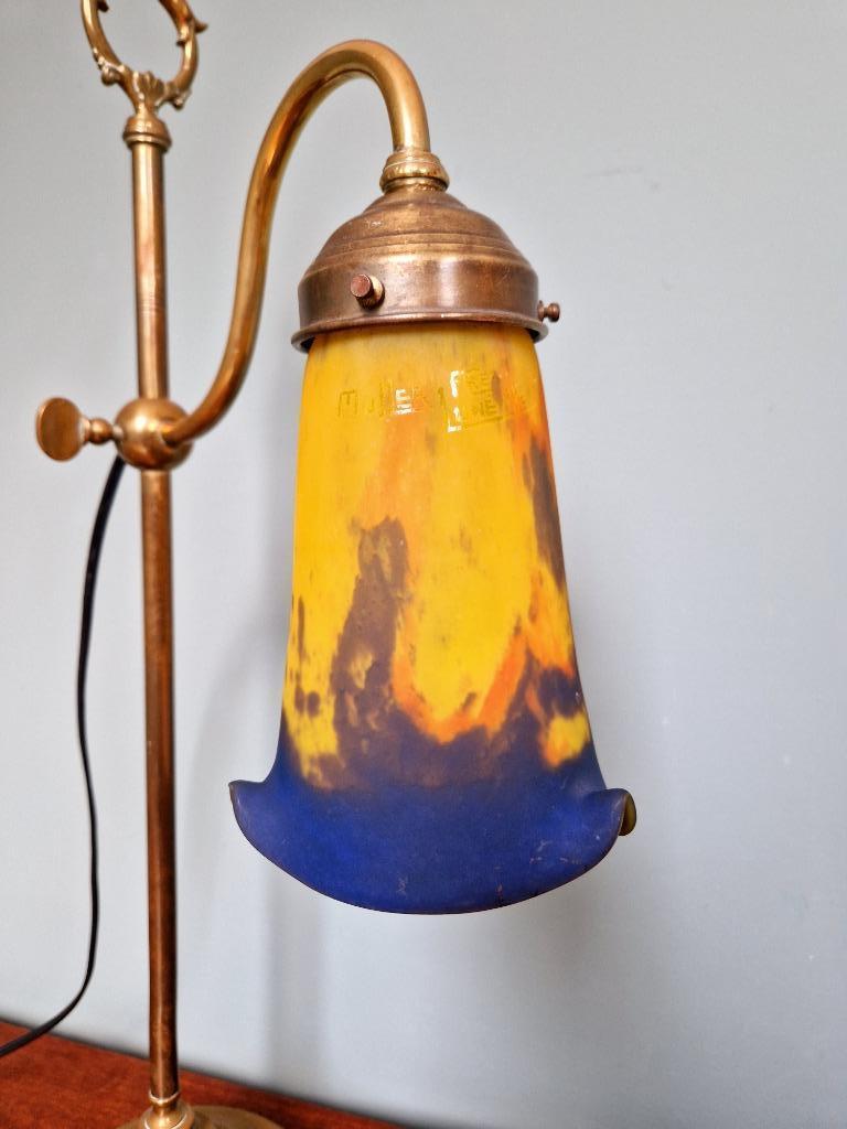 Lampe de bureau Art Déco en laiton, Frères Muller, 1920, Antiquités & Art, Enlèvement ou Envoi