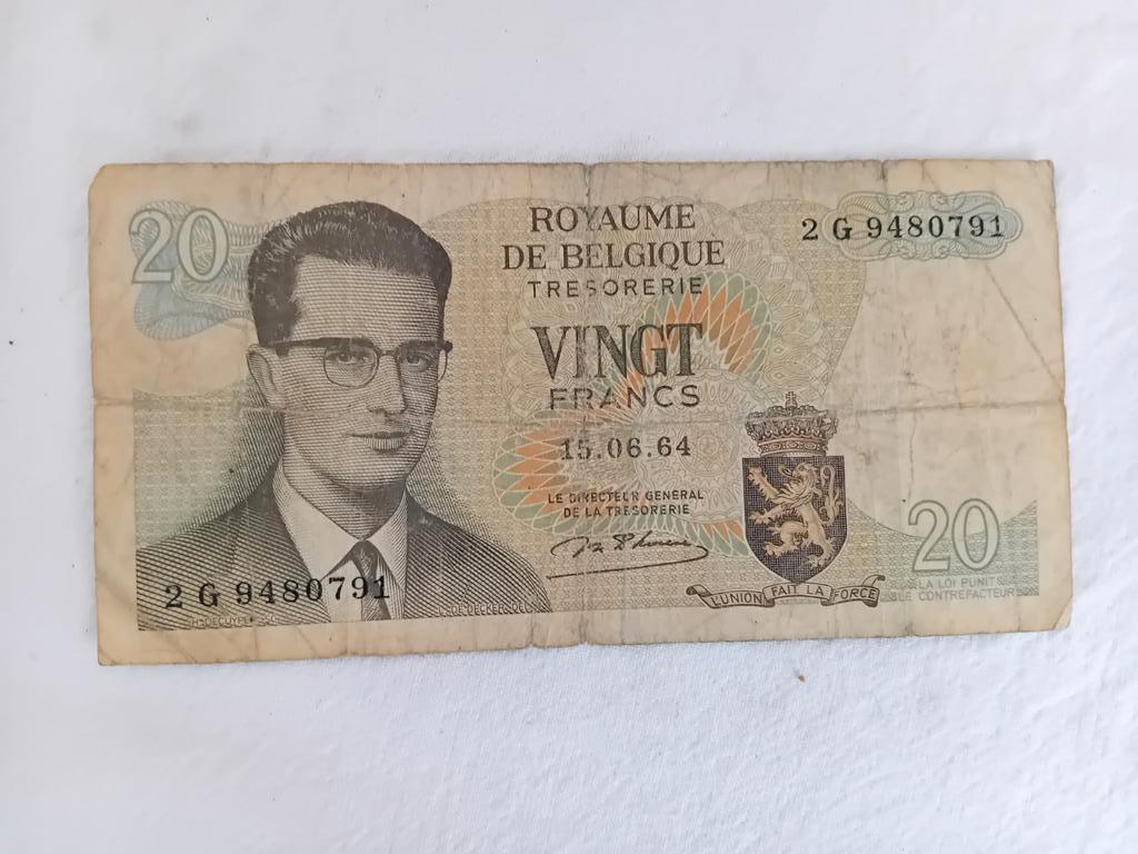 Belgisch biljet van 20 frank 1964, Postzegels en Munten, Ophalen of Verzenden, Los biljet