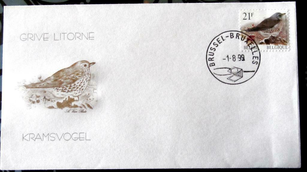 FIRST DAY COVER- VOGELS VAN BUZIN- DE KRAMSVOGEL, Ophalen of Verzenden, Gestempeld, Dier of Natuur