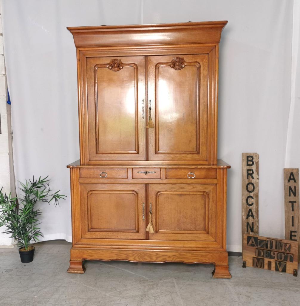 Antieke Franse Louis Philippe Deux Corps in bleke eik H 223, Ophalen