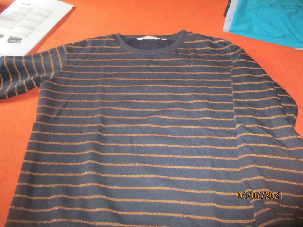 SWEAT-SHIRT DAME GARCIA. BLEU MARINE ET OR PAILLETE. TAILLE, Blauw, Nieuw, Ophalen of Verzenden, Lange mouw