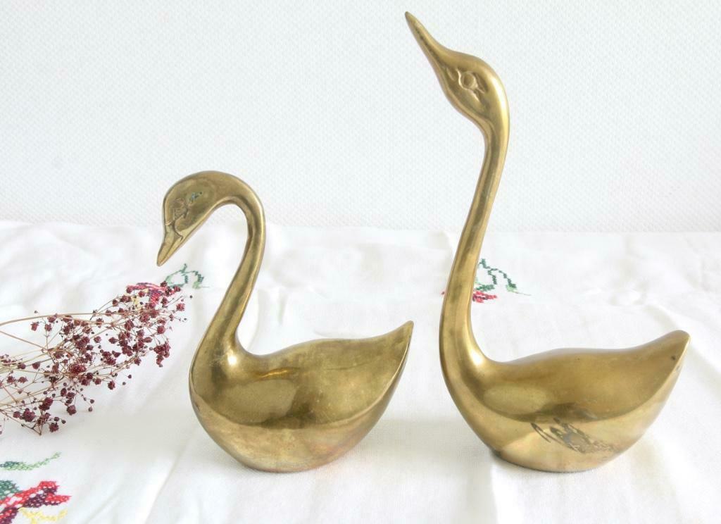 Couple de grands cygnes en laiton, Enlèvement ou Envoi