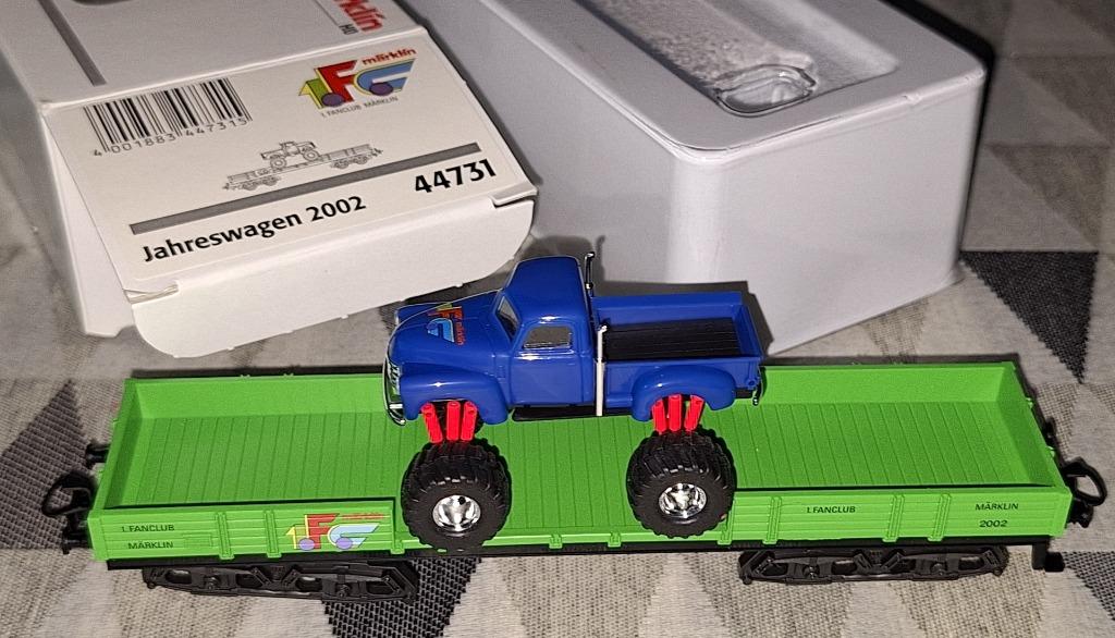 Märklin HO 44731 lageboordwagen met monstertruck, Hobby en Vrije tijd, Ophalen of Verzenden, Zo goed als nieuw, Wagon, Märklin