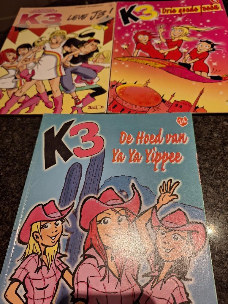 K3 strips met originele Kristel, Karen en Kathleen, Gelezen, Ophalen of Verzenden, Jan Ruysbergh, Meerdere stripboeken