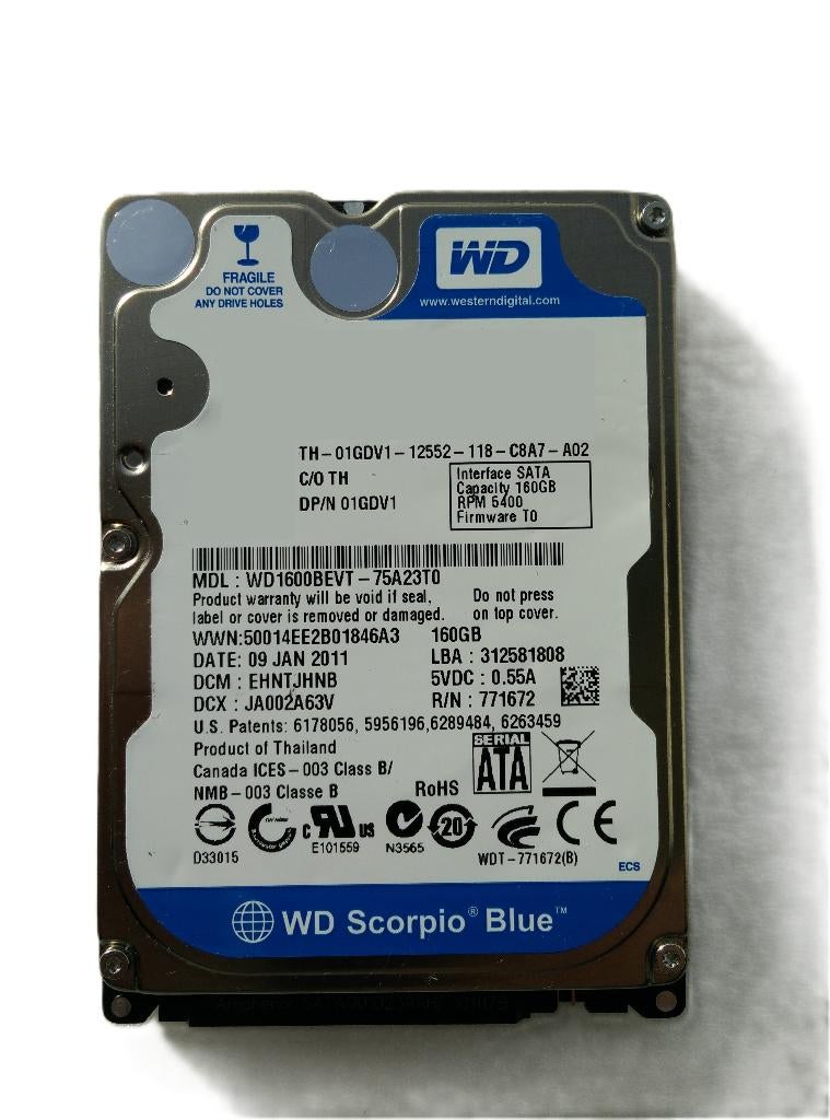Western Digital Scorpio Blue 160GB 2,5” SATA HDD – getest, Computers en Software, Harde schijven, Gebruikt, Laptop, Intern, HDD