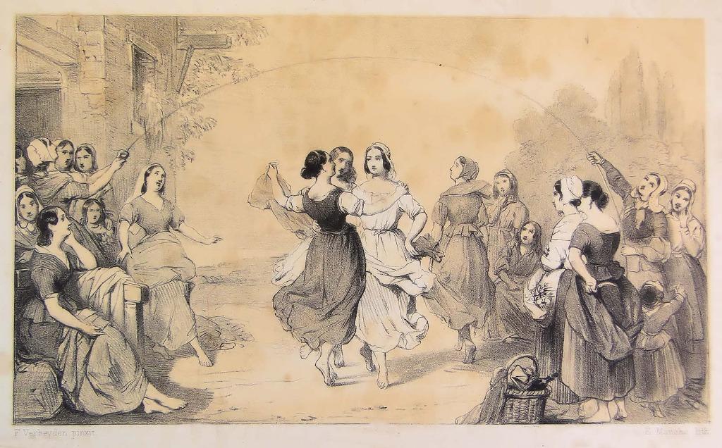 gravure * Verheyden Fr. * Danse sur corde raide et saut à la, Antiquités & Art, Enlèvement ou Envoi