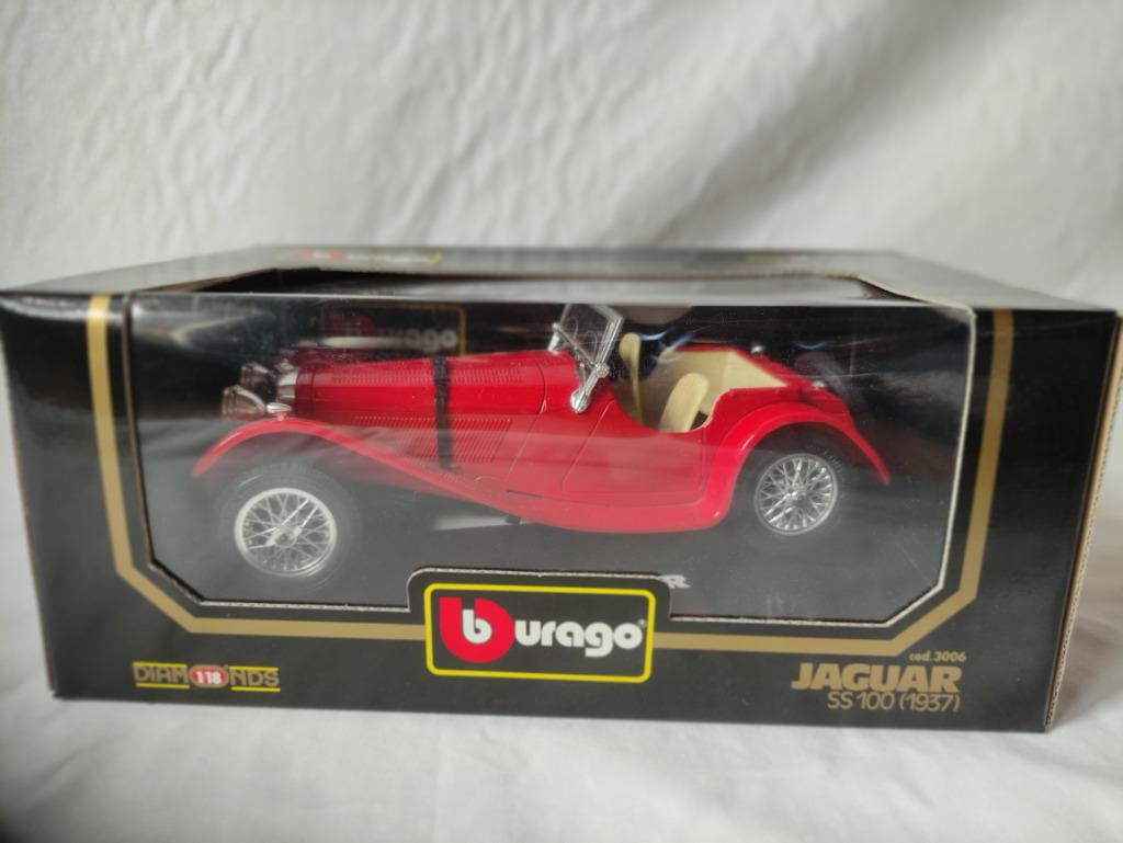 Burago Jaguar SS100 (1937), Ophalen of Verzenden, Zo goed als nieuw, Auto, Burago