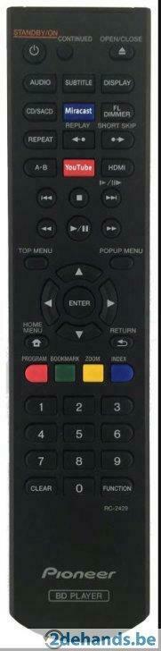 Afstandsbediening Pioneer rc2429 BLU-RAY speler, Ophalen of Verzenden, Gebruikt