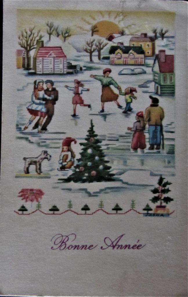 FANTASIE- KAART- SCHAATSEN OP HET IJS, Enlèvement ou Envoi, 1940 à 1960, Affranchie, Autres thèmes
