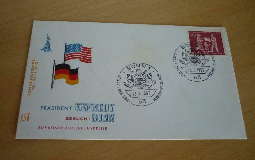 Eerstedagenvelop Deutsche Bundespost Kennedy besucht Bonn 63, Postzegels en Munten, Ophalen of Verzenden