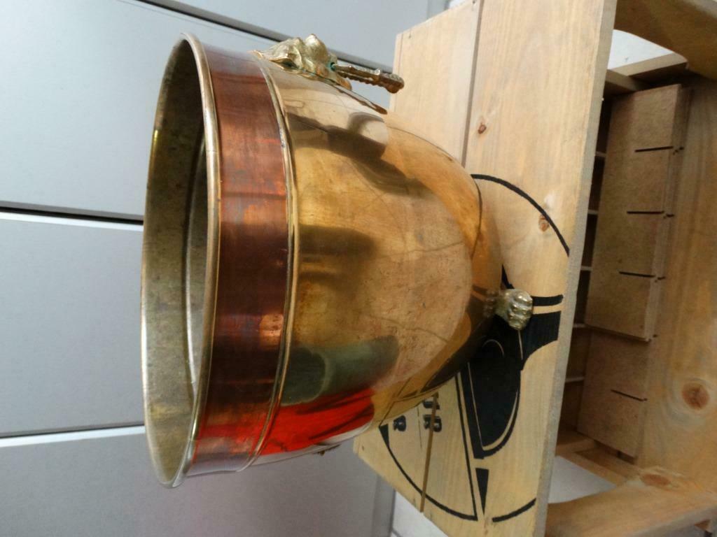 Koperen pot met leeuwenkoppen diameter 27cm hoogte 22cm, Ophalen, Koper