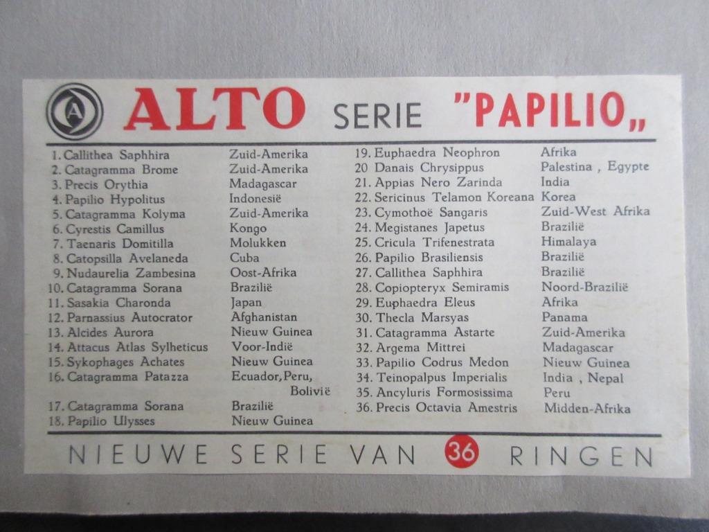 Sigarenbandjes Alto Serie "Papilio" + verzameling, Verzamelen, Ophalen of Verzenden