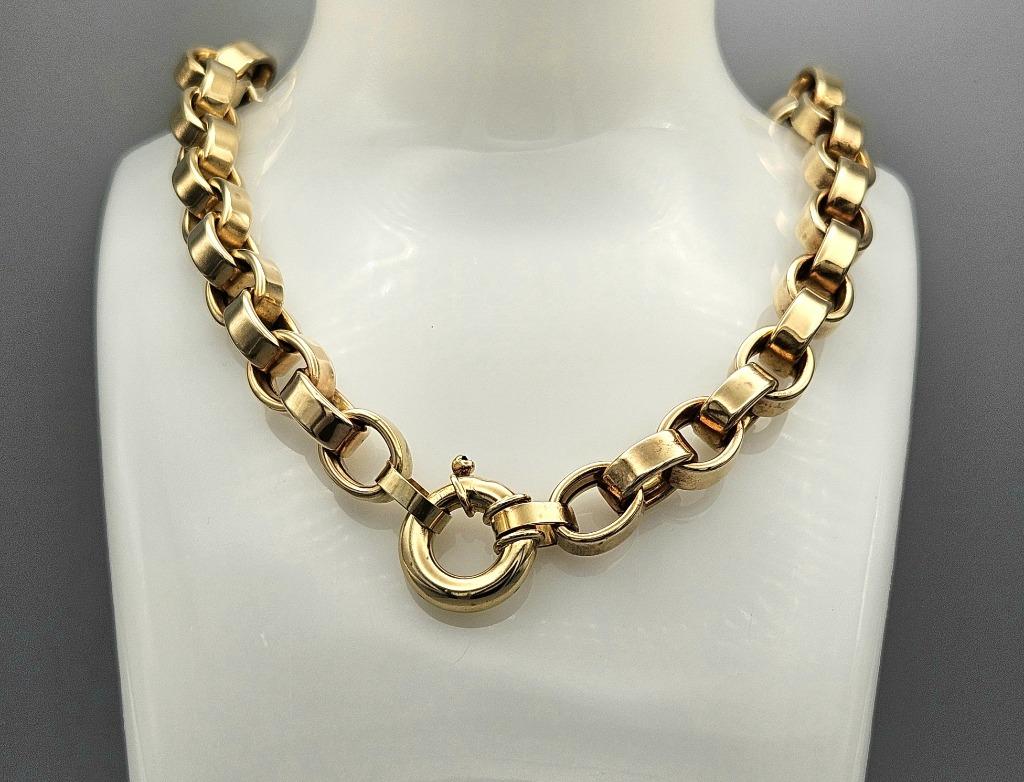Gouden vintage jasseron schakel collier. 2025/216. 60.6 Gram, Ophalen of Verzenden, Goud, Goud