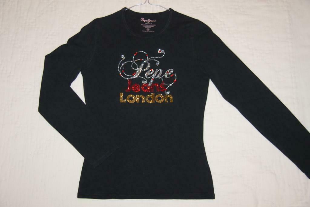 Zwarte meisjes t-shirt 'Pepe Jeans' met London tekening, 16j, Pepe Jeans, Meisje, Ophalen of Verzenden, Zo goed als nieuw