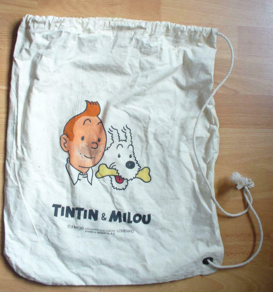 TINTIN - GRAND SAC EN TOILE AVEC CORDE, Collections, Personnages de BD, Utilisé, Ustensile, Tintin, Enlèvement ou Envoi