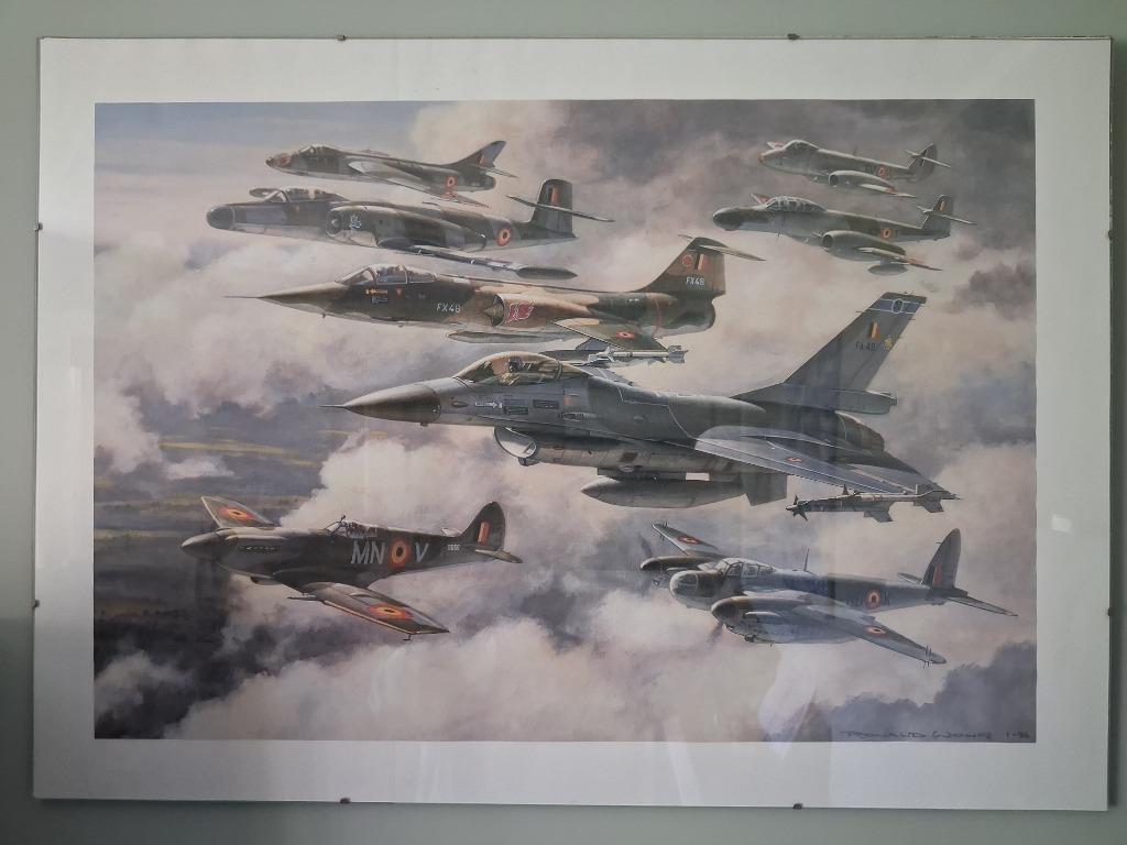 SOUS-VERRE 50 X 70 - AVIATION MILITAIRE BELGE., Enlèvement ou Envoi, Rectangulaire horizontal, Comme neuf, Autres sujets/thèmes
