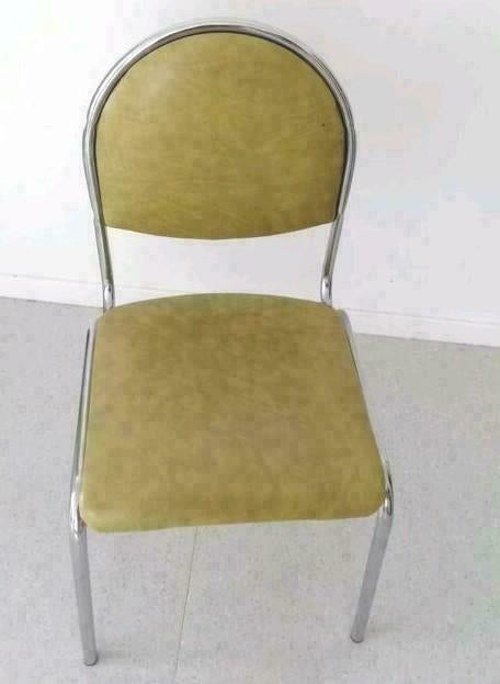 Rétro vintage 1960s chaise chromé vert sur epoxy de cuisine, Enlèvement, Utilisé