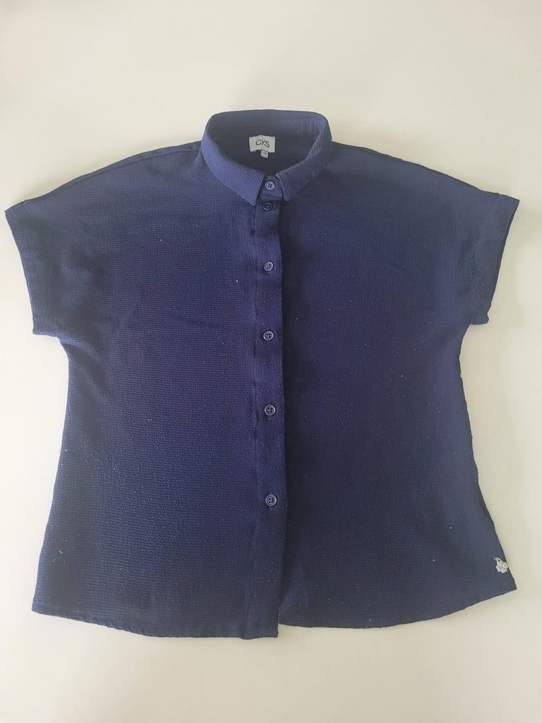 Blauw feestelijk hemd / blouse met glitters
Mt: 10
Merk: CKS, Ophalen of Verzenden