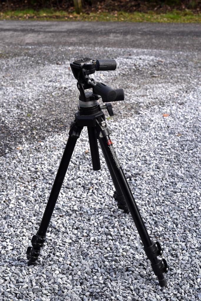 Trépied Manfrotto 055B Pro + tête 141RC, TV, Hi-fi & Vidéo, Enlèvement ou Envoi, Utilisé, 150 à 175 cm, Trépied