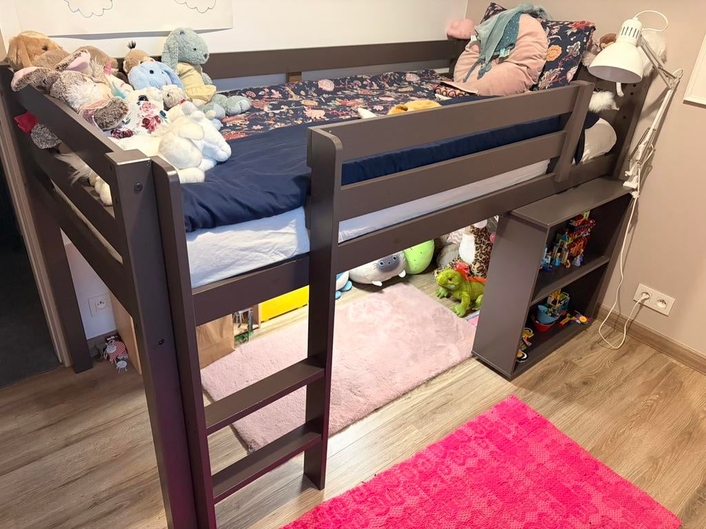 Lit mi-haut + bureau, Enlèvement, Utilisé, Lit mi-hauteur mezzanine