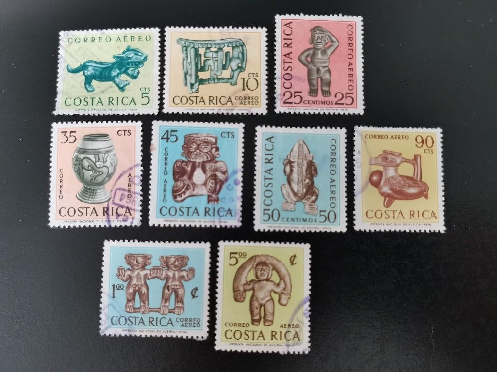 Costa Rica 1963 - archeologie - kunst, Ophalen of Verzenden, Gestempeld, Midden-Amerika