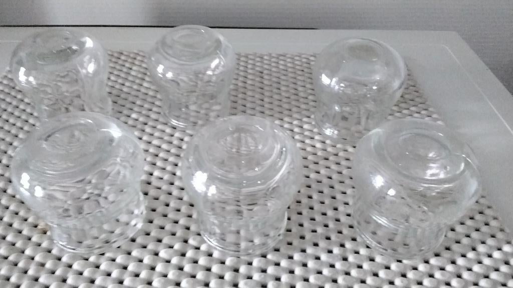 Lot de 6 très anciennes ventouses médicales en verre +/-6 cm, Enlèvement ou Envoi