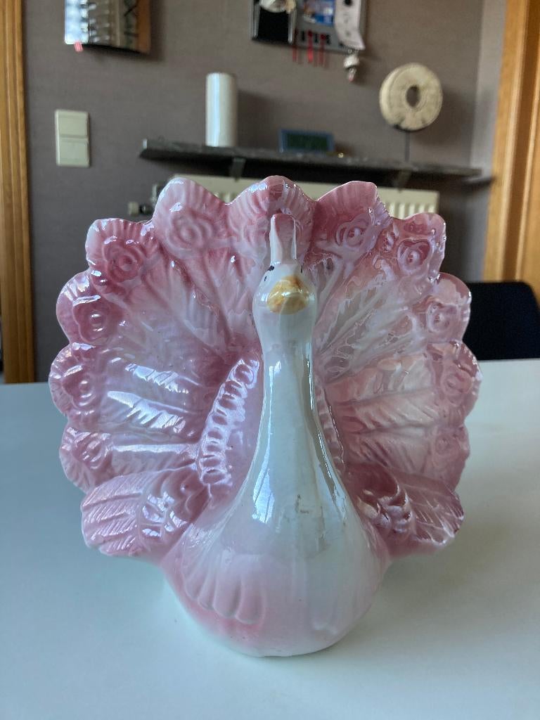Roze porseleinen Pauw-plantenpot, Antiek en Kunst, Ophalen of Verzenden