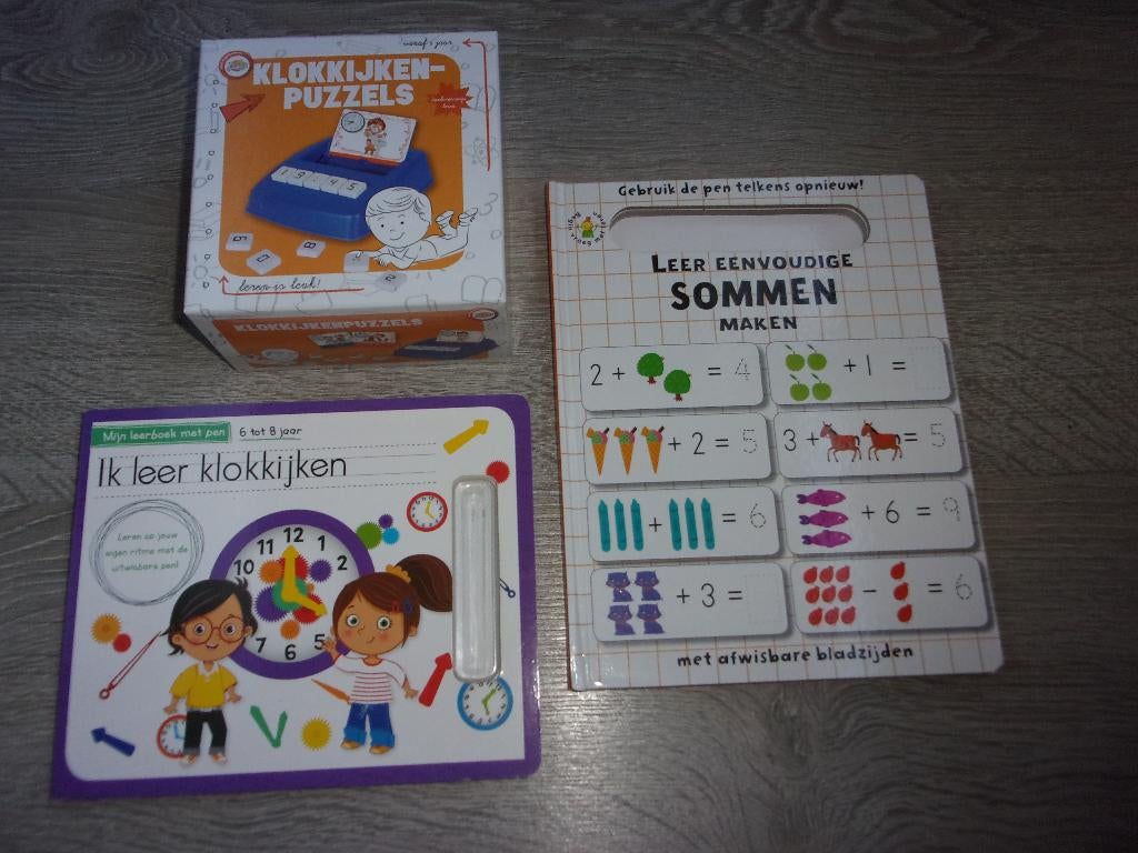 Oefen klokspelletjes met 2 leerboekjes, Ophalen of Verzenden, Zo goed als nieuw, Rekenen