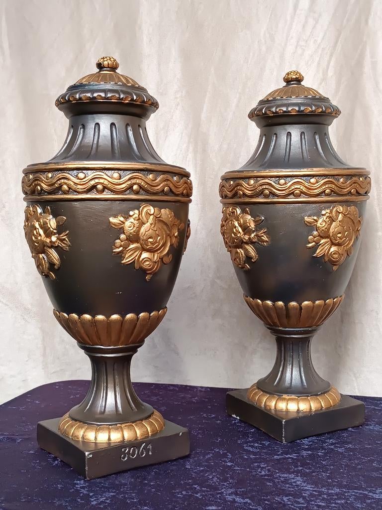 Set van 2 Franse Louise XVI stijl Schouw Vazen Gesigneerd, Antiek en Kunst, Ophalen