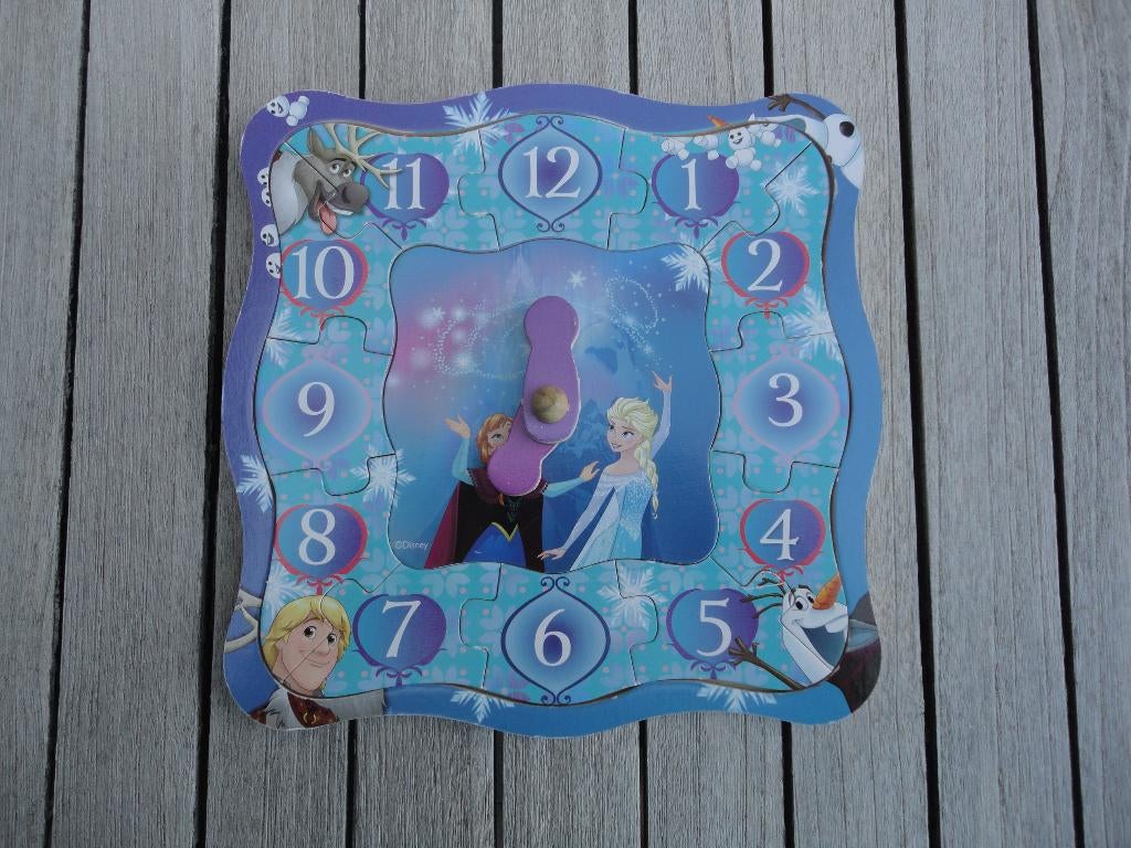 Disney Frozen Klok (houten puzzel), 2 tot 4 jaar, Gebruikt, 10 tot 50 stukjes, Ophalen of Verzenden