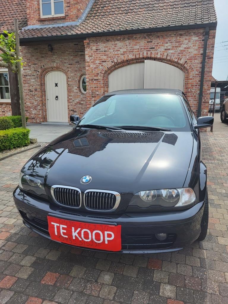 Bmw cabrio 320CI. Zwarte kleur.binnenbekleding zwartleder, Auto's, Zwart, Zwart, Leder, Particulier