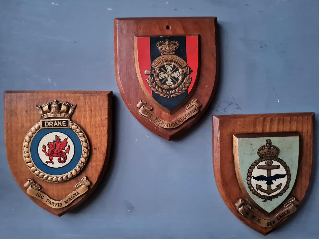 3 Britse wapenschilden Library decor vintage, Huis en Inrichting, Ophalen of Verzenden, Gebruikt