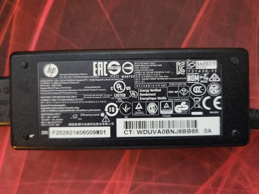 HP Laptop Original Adaptor HSTNN-CA40 19.5V, Informatique & Logiciels, Enlèvement ou Envoi, Comme neuf