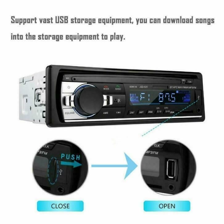 AUTORADIO BLUETOOTH USB SD AUX MP3 4x60W 1DIN, Ophalen, Nieuw