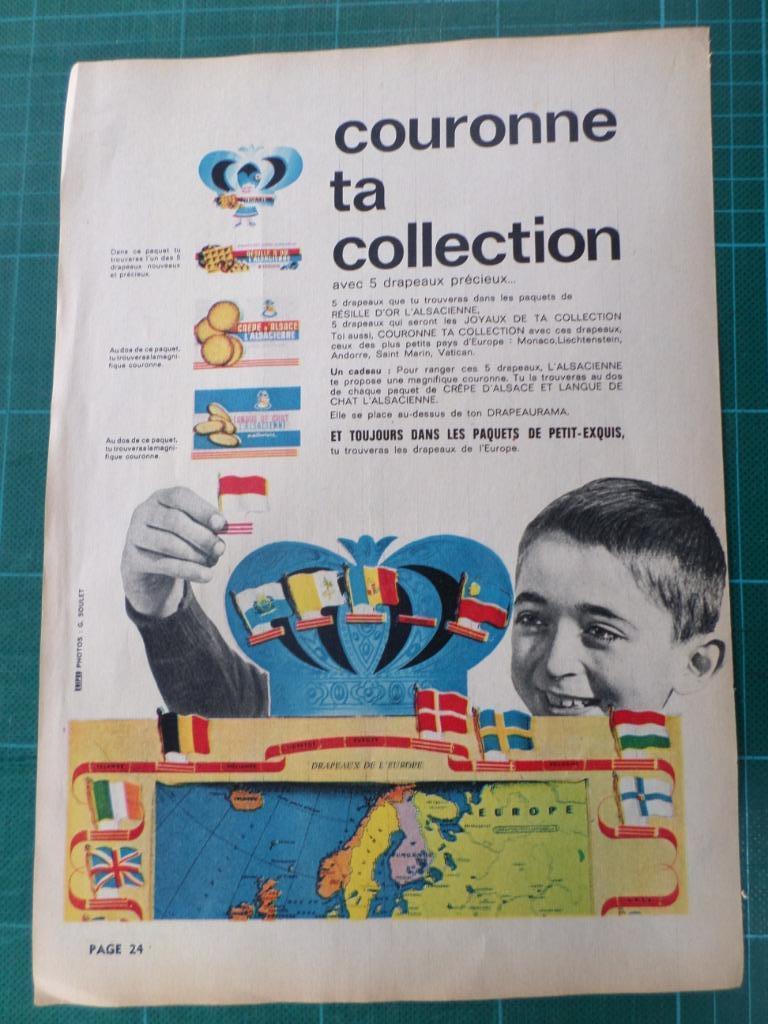 Alsacienne biscuits - publicité papier drapeaux - 1962, Ophalen of Verzenden, Gebruikt, Overige typen