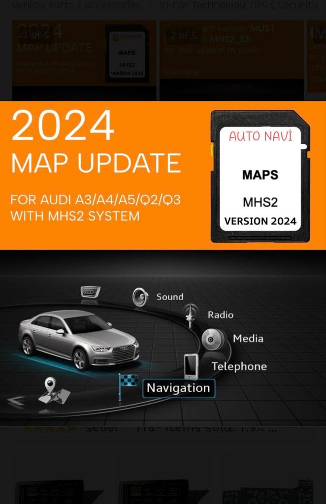 2024 SAT NAV-KAARTUPDATE VOOR AUDI MMI MHS2-SYSTEEM, Ophalen of Verzenden, Zo goed als nieuw, Update