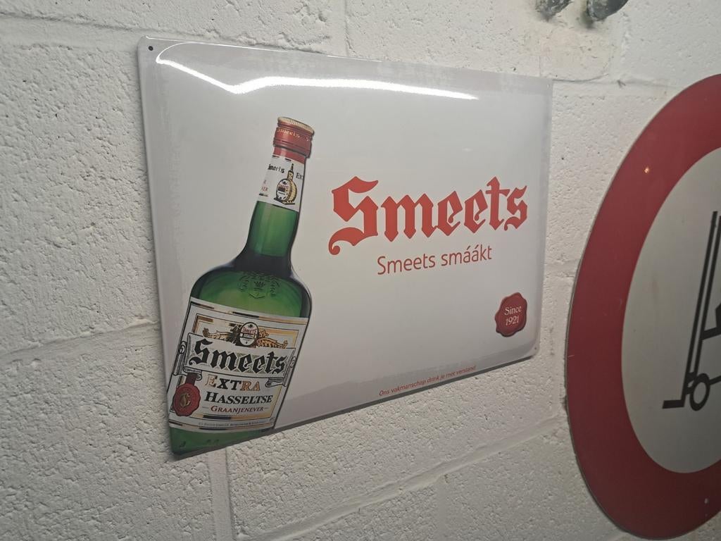 Ijzeren reklamebord van Smeets jenever hasselt 40/30 cm, Verzamelen, Ophalen of Verzenden, Nieuw, Reclamebord