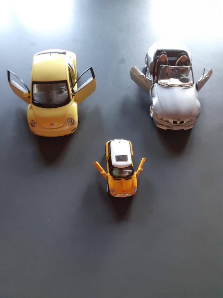 miniatuur auto's (gele kever, grijze cabrio, gele mini coope, Auto's, Particulier, Te koop, Cabrio